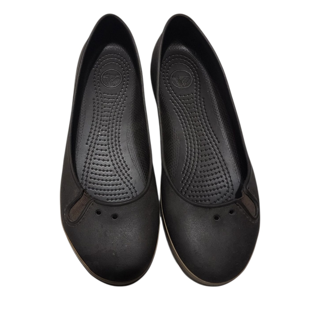 Crocs w/CrocbandTan/ Browm Women's Slip On Ballet Flats Sz 9  Shoes